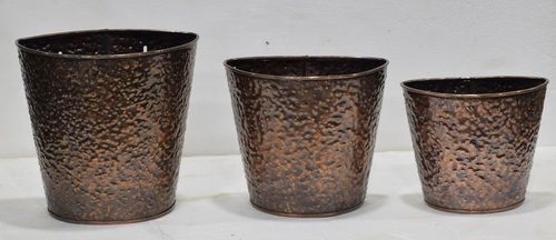 Galvanised Copper Plated Planter Set