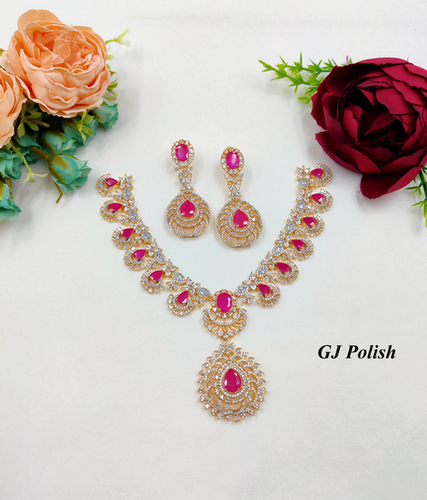 Colorstone American Diamond Necklace Set