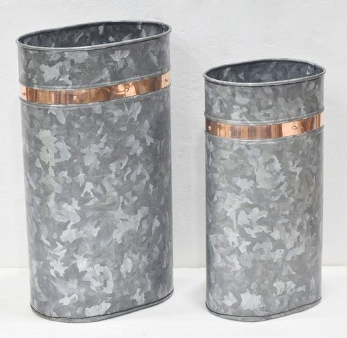 16 Inch Galvanised Planter Set