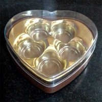 Heart-5 Chocolate Box - Brown & Transparent, Standard Size Heart Shape Chocolate Box For Industrial Use