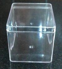 75mm Crystal Cube Box - 75x75x75 Mm, Food Grade, Hygienic, Lightweight With Lid Cover For Preserving Dry Fruits, Chocolates And Puddings