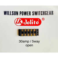 30amp 5 Way Open Bakelite Strip - Electrical Fittings For Industrial Use, Black Color, Panel Mounted, Various Thickness Options | Warranty Included