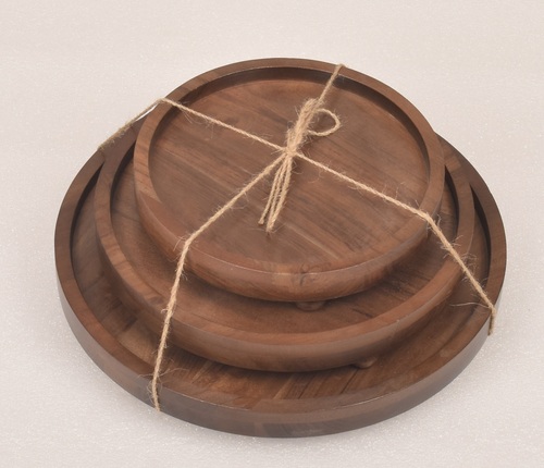 Wooden Platter Set Natural Finish