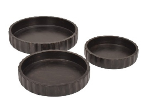 Wooden Round Black Platter Set