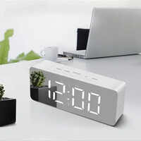 Mirror Finish Digital Table Clock - Durable Plastic, Rectangular Shape, Classic White Color | Elegant Mirror Finish, Clear Digital Display, Warranty Included