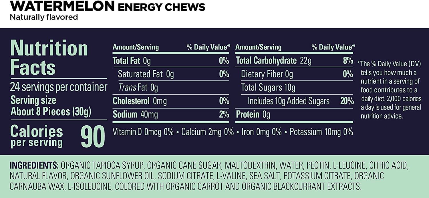 GU Energy Chews, Variety Pack Energy Gummies with Electrolytes 12 Bags (24 Servings Total)