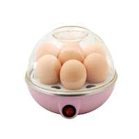 Electric Egg Boiler - Durable Plastic, 16x16x16 Cm, Transparent With Pink Accents | Cooks Up To 6 Eggs, Warranty Included, Sleek Design