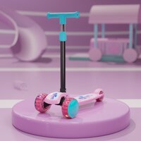 Led Wheel Kids Scooter - Mild Steel & Plastic, 750mm Height Adjustable, Foldable, 3.6km/h Max Speed, Telescopic Steering Column, 2 Front & 2 Rear Wheels
