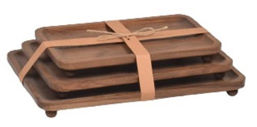 Wooden Rectangular Serving Platter Set