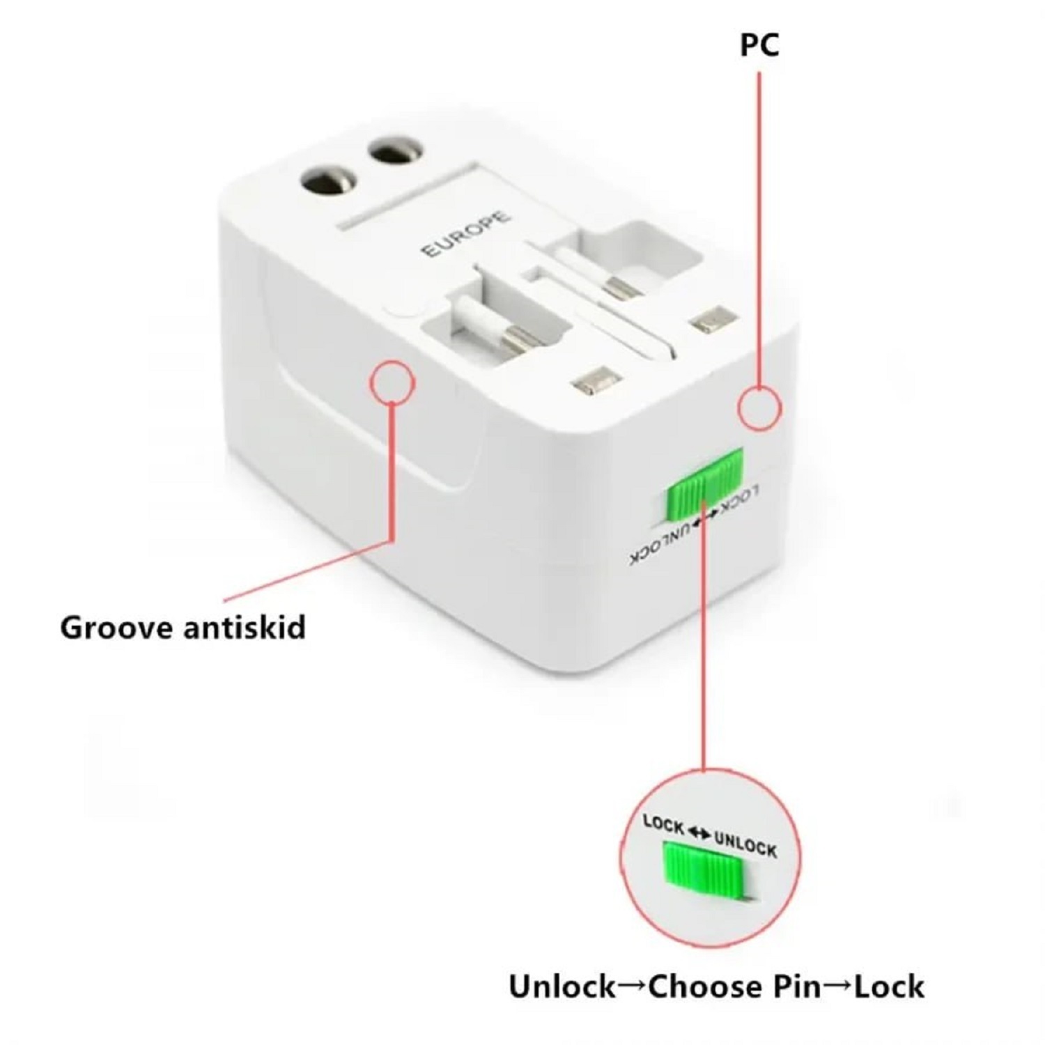 UNIVERSAL TRAVEL USB PLUG ADAPTOR TOOL