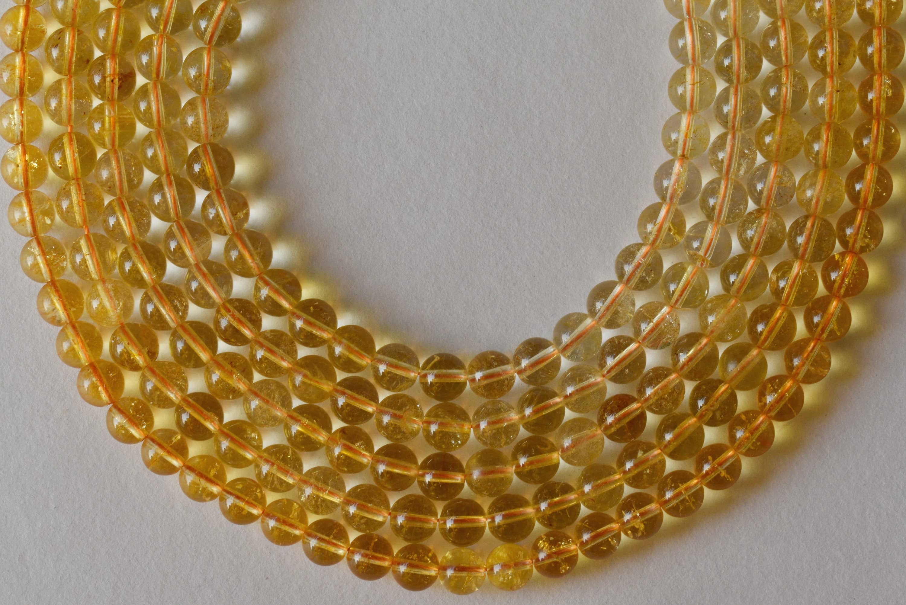 8mm Citrine Heated Beads ,Gemstone Beads for Necklace ,Crystal Beads Jewelry