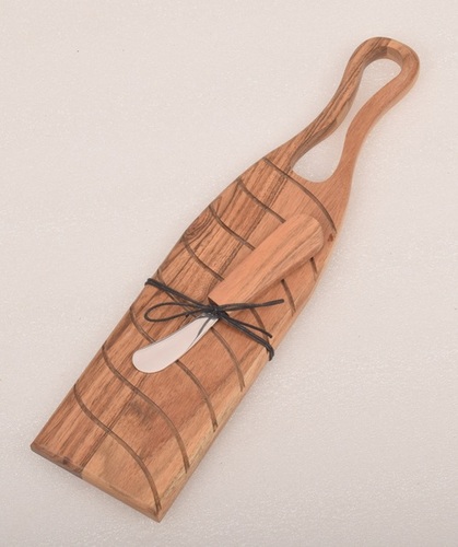 Wooden Platter With Knife