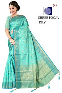SHREE POOJA TUSSER COTTON SILK SAREE