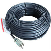 Insulated Heating Cable - Rubber And Plastic Composite, 6mm Diameter, Black Color - Coiled Cable With Standard Plug, Insulated Surface