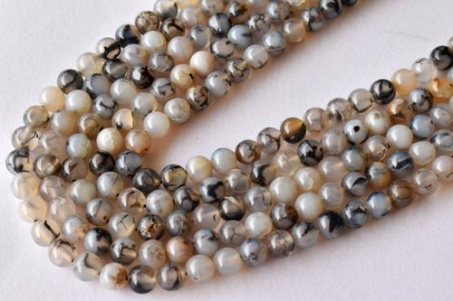 8mm DragonVein Agate Black Beads, Gemstone Beads for Necklace, Crystal Beads Jewelry