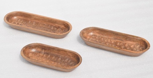 Wooden Natural Finish Platter Set