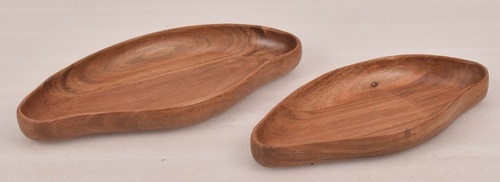 16 Inch Wooden Natural Finish Platter Set