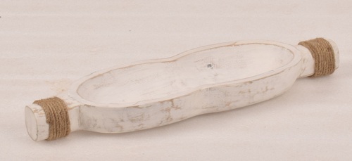 16 Inch Wooden White Wash Platter