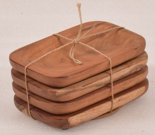 6 Inch Wooden Platter Set