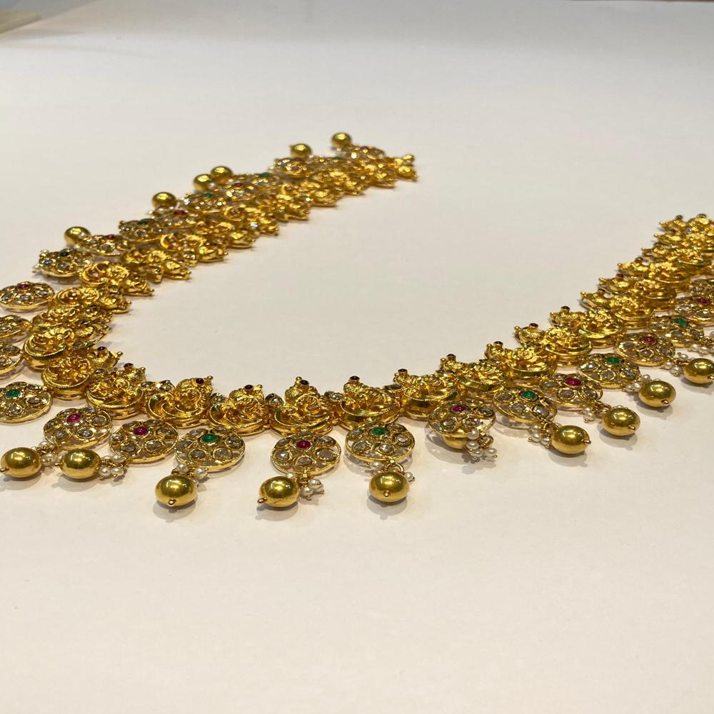 Uncut Diamond Polki Necklace Set - Color: White