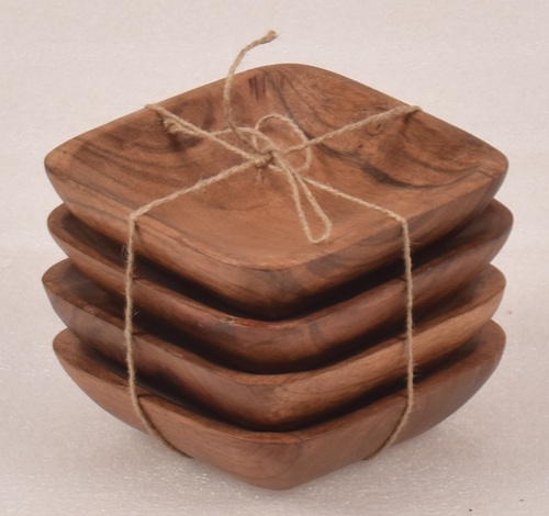 5 Inch Wooden Platter Set