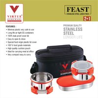 FEAST 2+1 VIRTUE HOMEWARE STAINLESS STEEL LUNCH BOX PACK