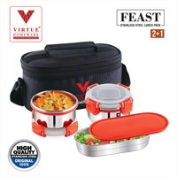 FEAST 2+1 VIRTUE HOMEWARE STAINLESS STEEL LUNCH BOX PACK