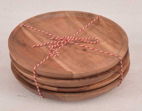 7 Inch Wooden Round Platter Set