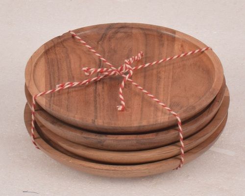 6 Inch Wooden Round Platter Set