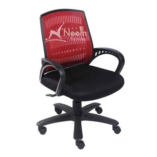 NF-135 Netted Office Chair - High-Quality Plastic & Fabric Design | Modern Red & Black Color, Easy to Clean, Warranty Included