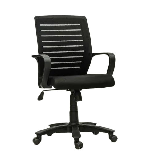 Revolving Office Chair - Fabric Material, Black Color | No Assembly Required, Easy to Clean, Recyclable