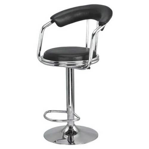 NF-186 Bar Stool - Stainless Steel, Black Leather Upholstery | Modern Design, Durable for Commercial and Personal Use, Warranty Included