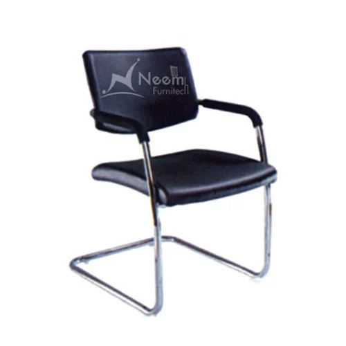 Easy To Clean Nf-156 Ss Frame Black Leather Conference Chair