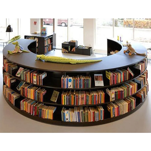 Wooden Curved Library Shelve Application: School & College