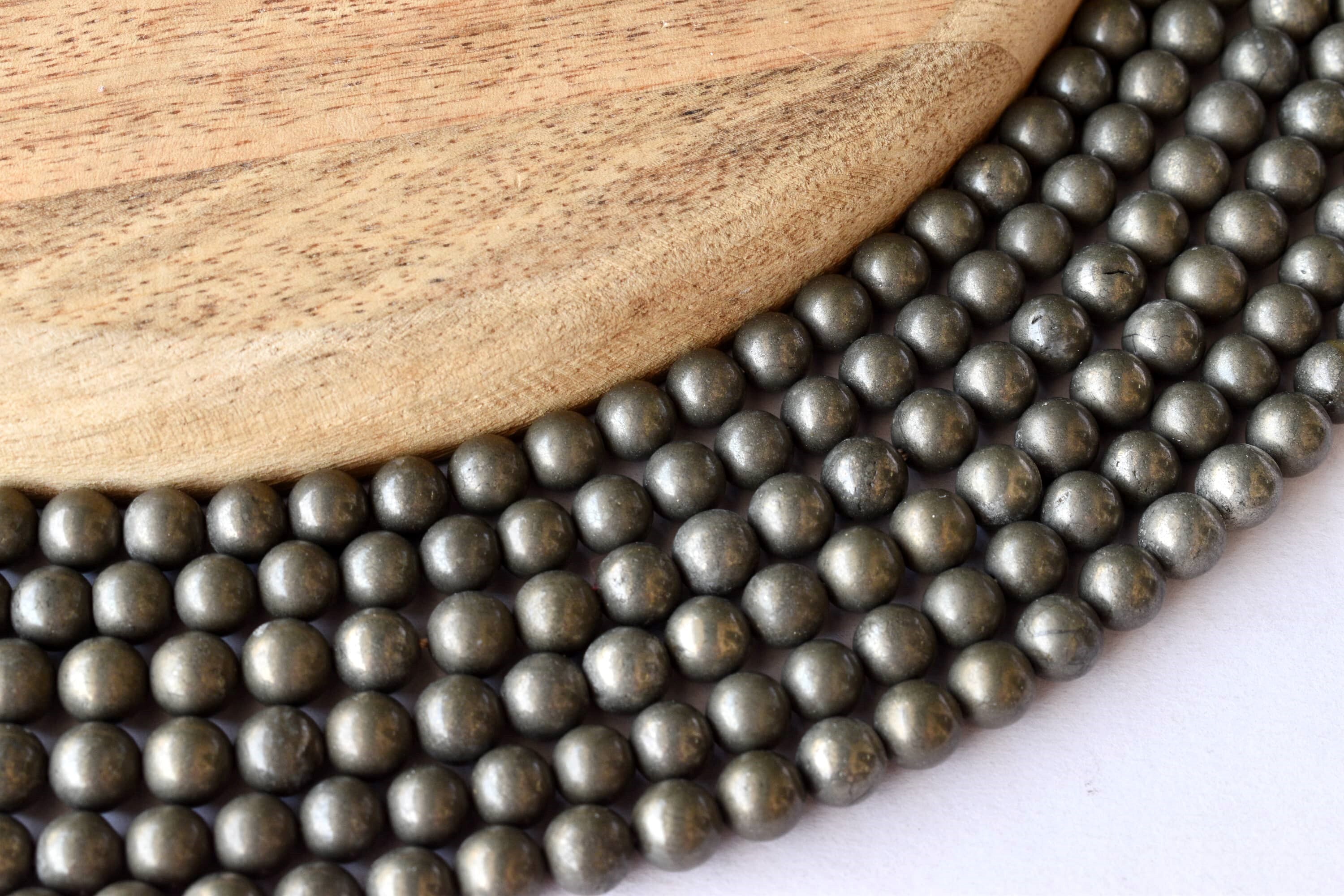 8mm Pyrite Beads, Gemstone Beads for Necklace, Crystal Beads Jewelry