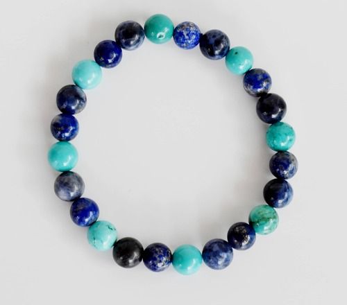 Throat Chakra Crystal Bracelet, Natural Chakra Gemstone Healing Bracelet