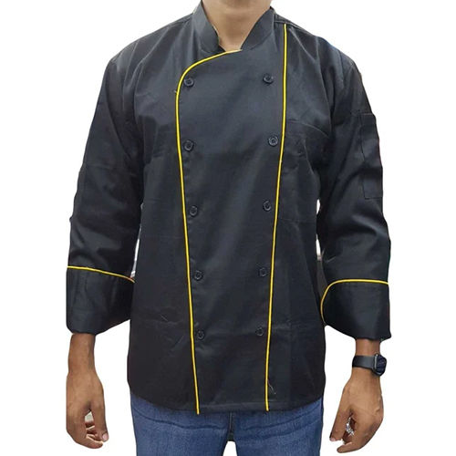 Plain Mens Black Cotton Chef Coat