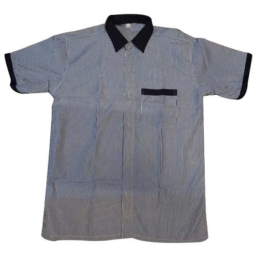 Blue Striped Men Housekeeping Shirt Age Group: Adult