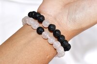 Lava Rose Quartz Couple Bracelets Crystal Beaded Bracelet