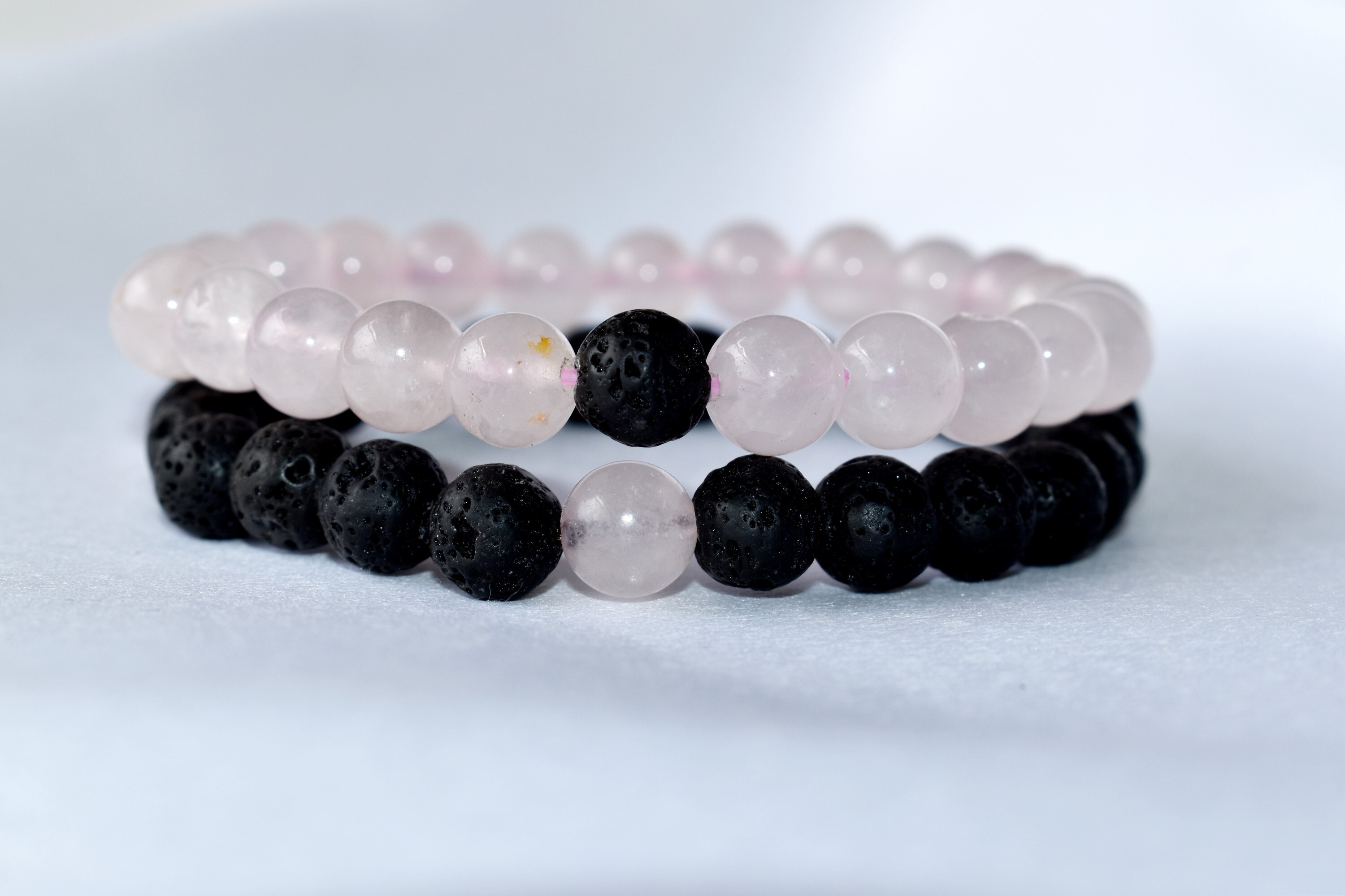 Lava Rose Quartz Couple Bracelets Crystal Beaded Bracelet