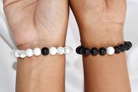 Matte Black Onyx Howlte Couple Bracelets Crystal Beaded Bracelet