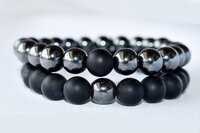 Hematite Matte Black Onyx Couple Bracelets Crystal Beaded Bracelet