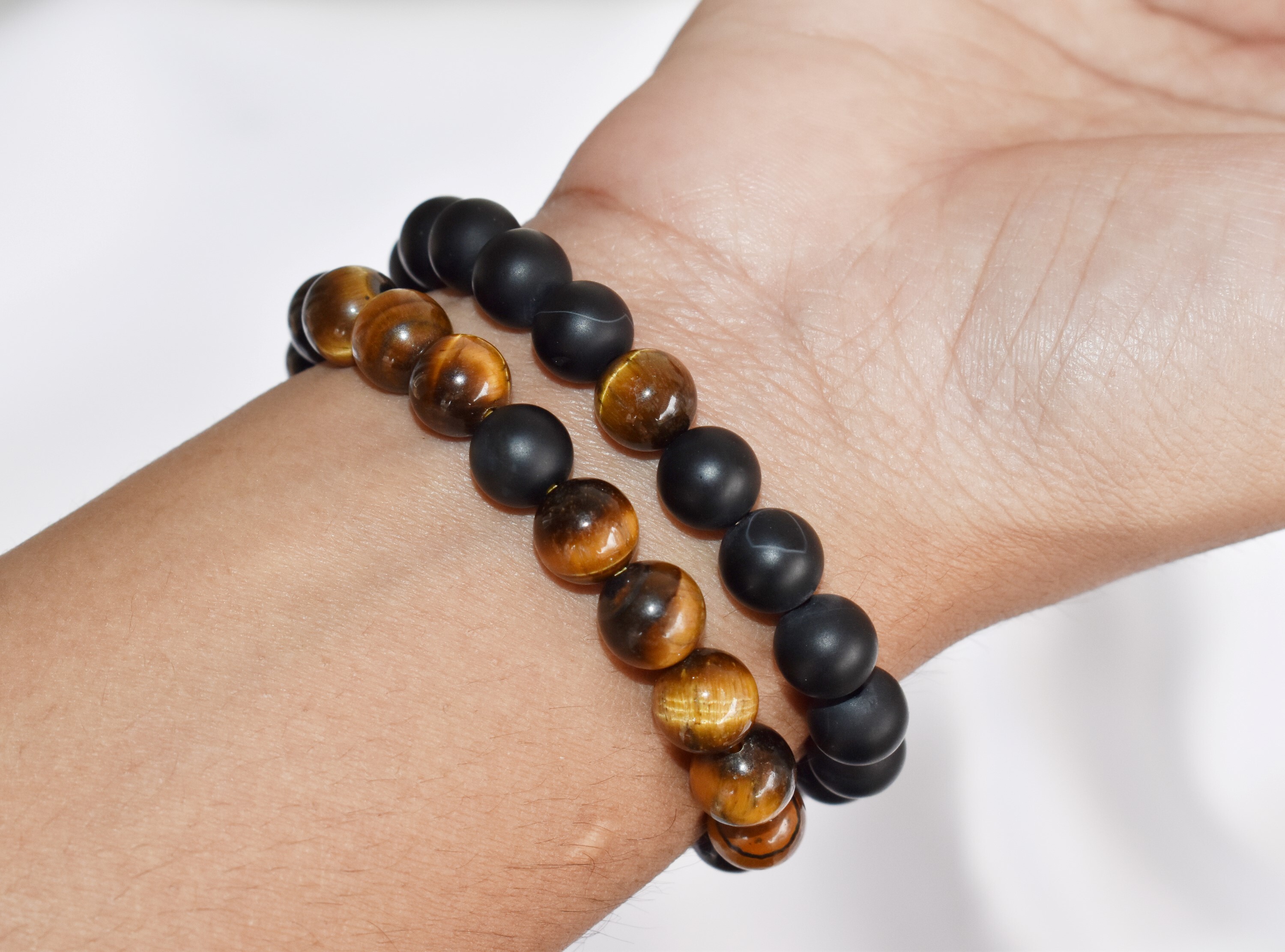 Tiger Eye Black Onyx Matte Couple Bracelets Bracelet Crystal Beaded Bracelet