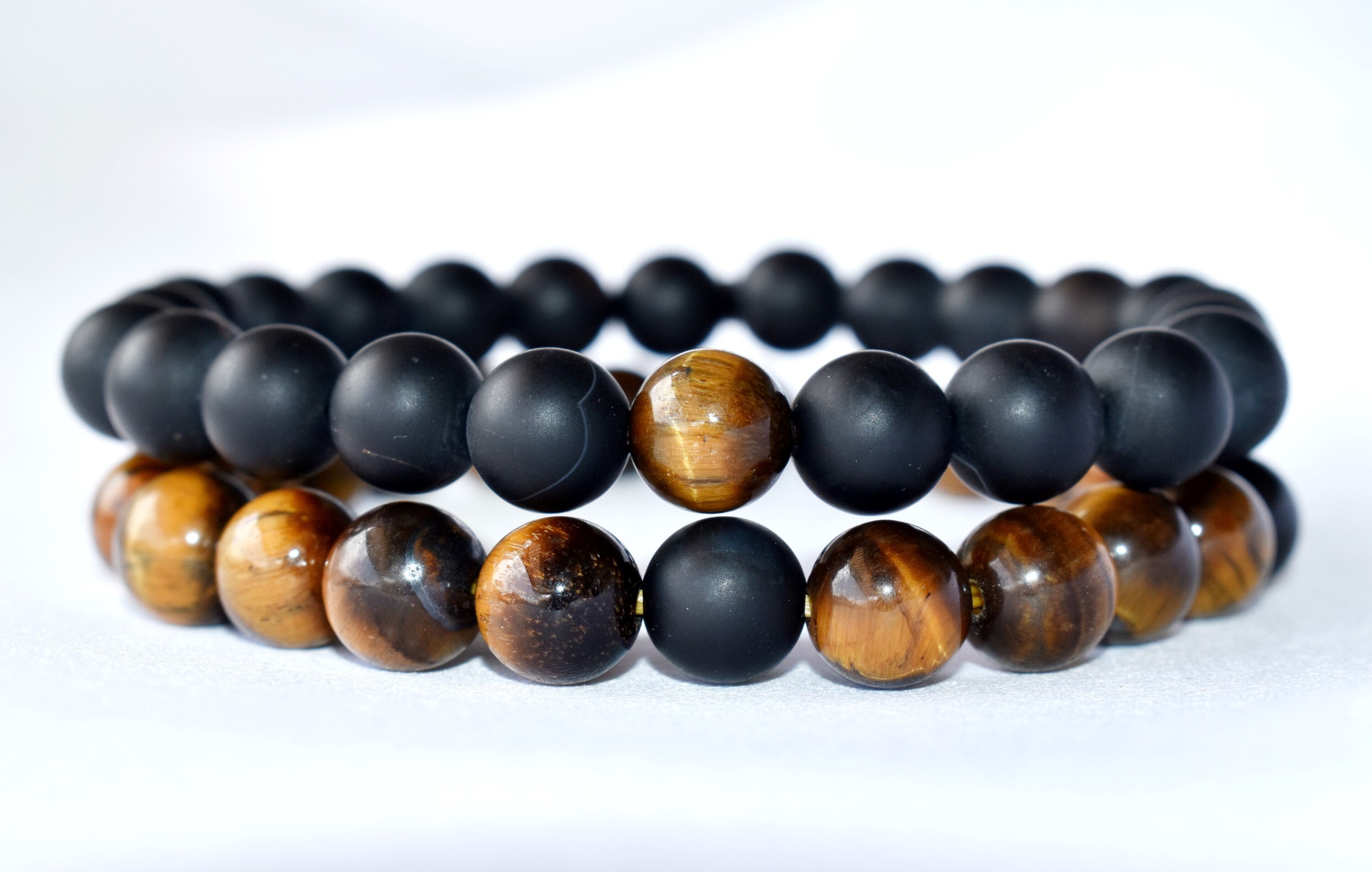 Tiger Eye Black Onyx Matte Couple Bracelets Bracelet Crystal Beaded Bracelet