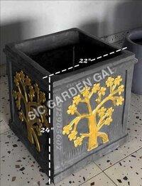 Fancy Cement Flower Pot - Color: Grey