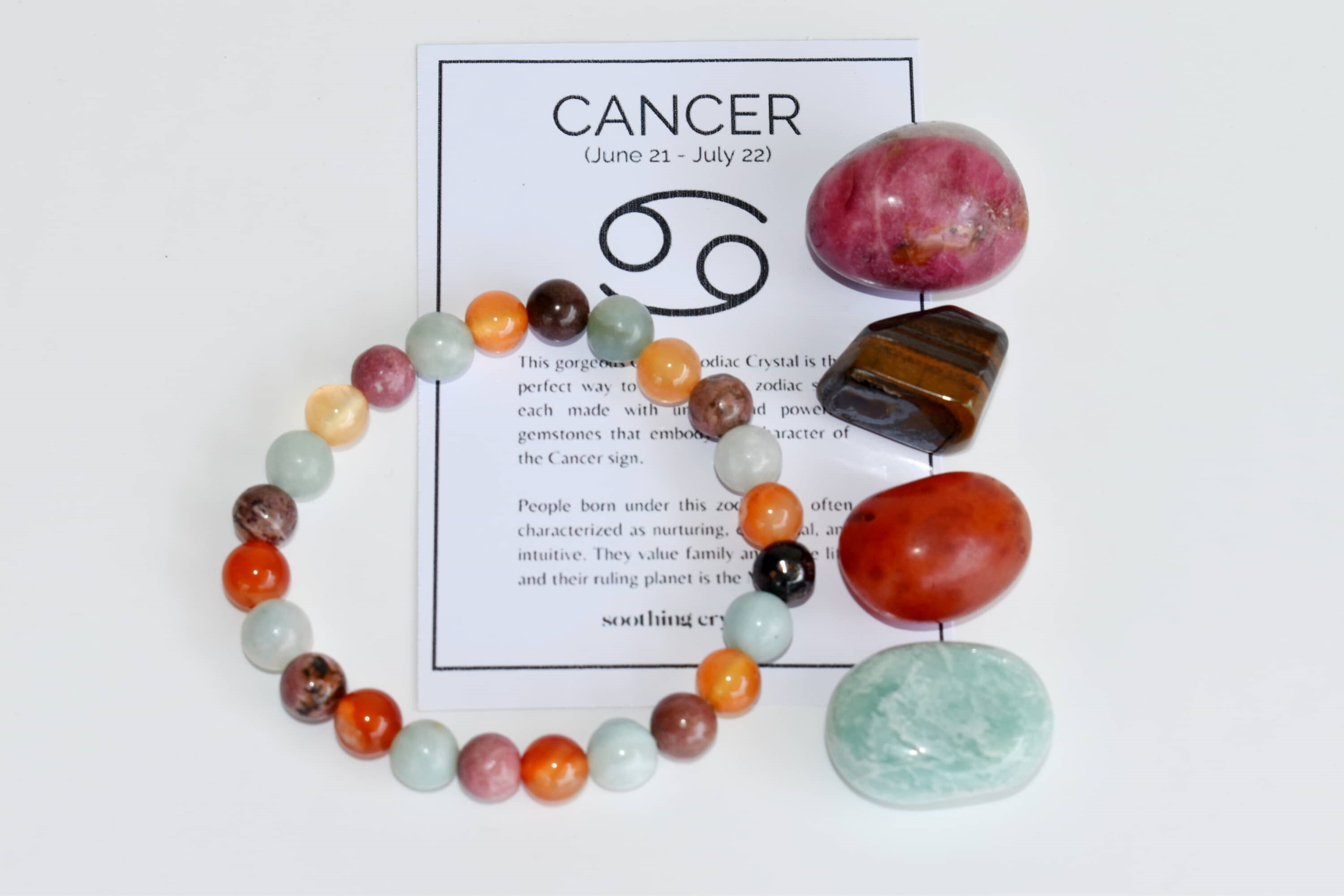 Cancer Zodiac Crystal Kit, Gemstone Zodiac Gift Set