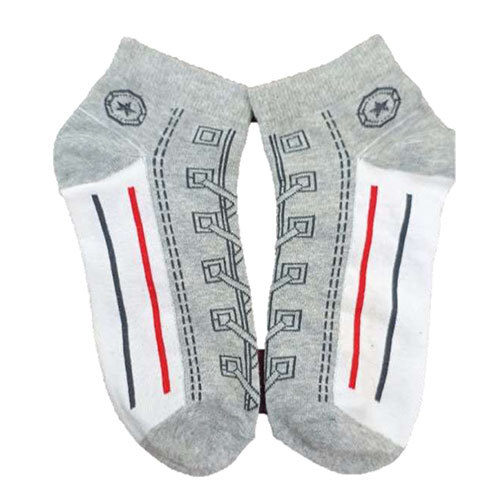 GREY SHOE LACE DESIGN LOW ANKLE SOCKS