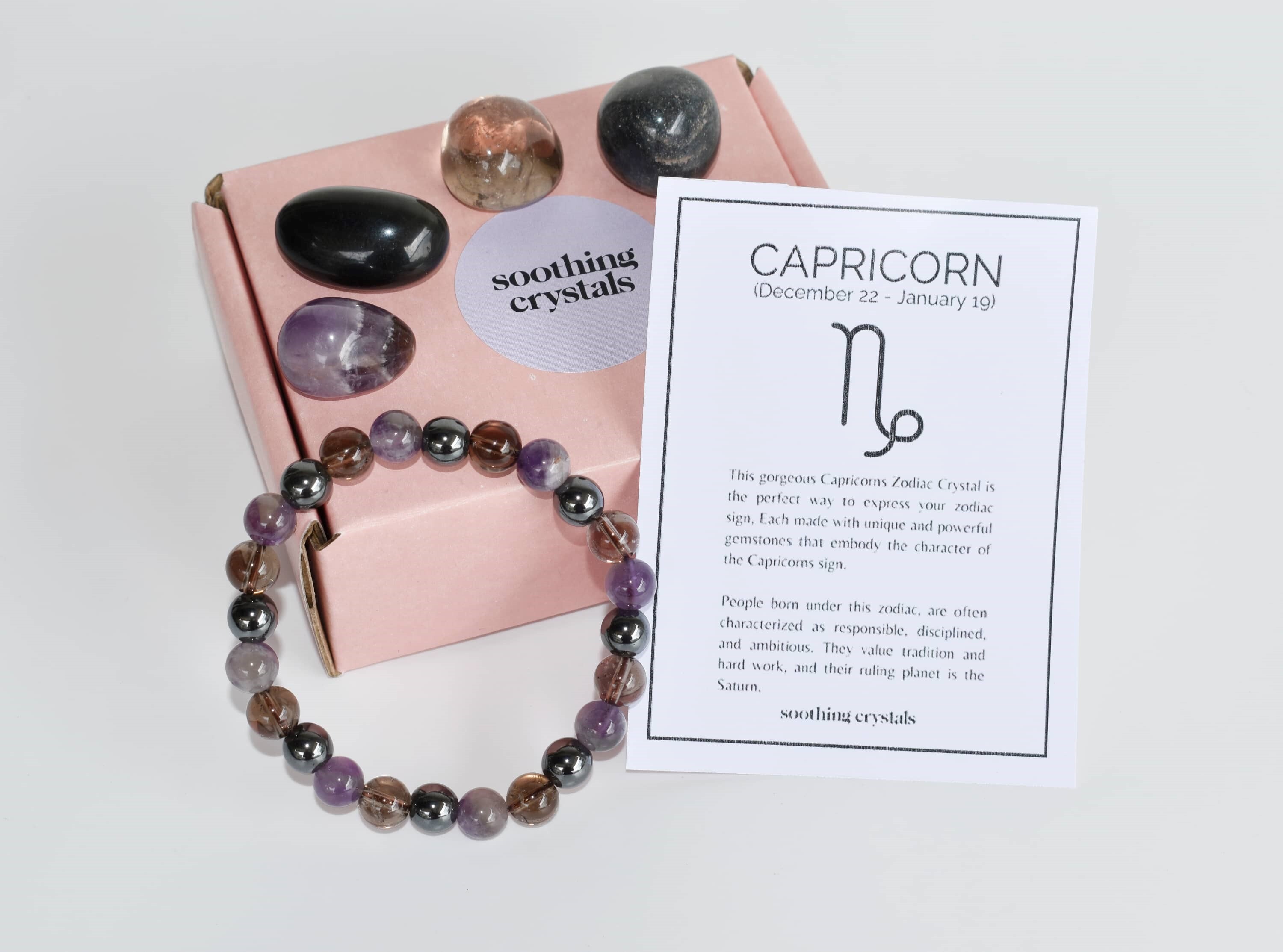 Capricorn Zodiac Crystal Kit, Gemstone Zodiac Gift Set