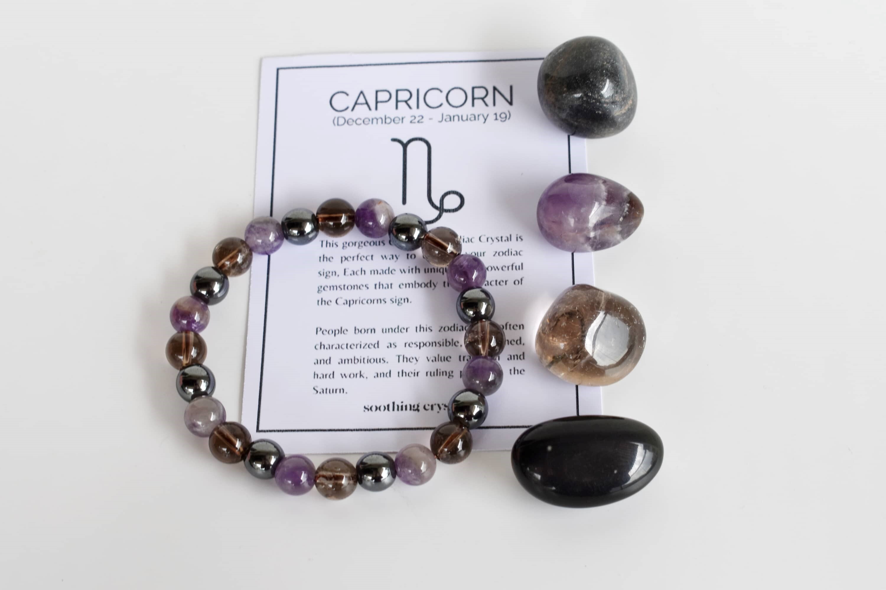 Capricorn Zodiac Crystal Kit, Gemstone Zodiac Gift Set