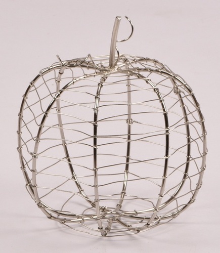 7 Inch Metal Silver Plated Pumpkin